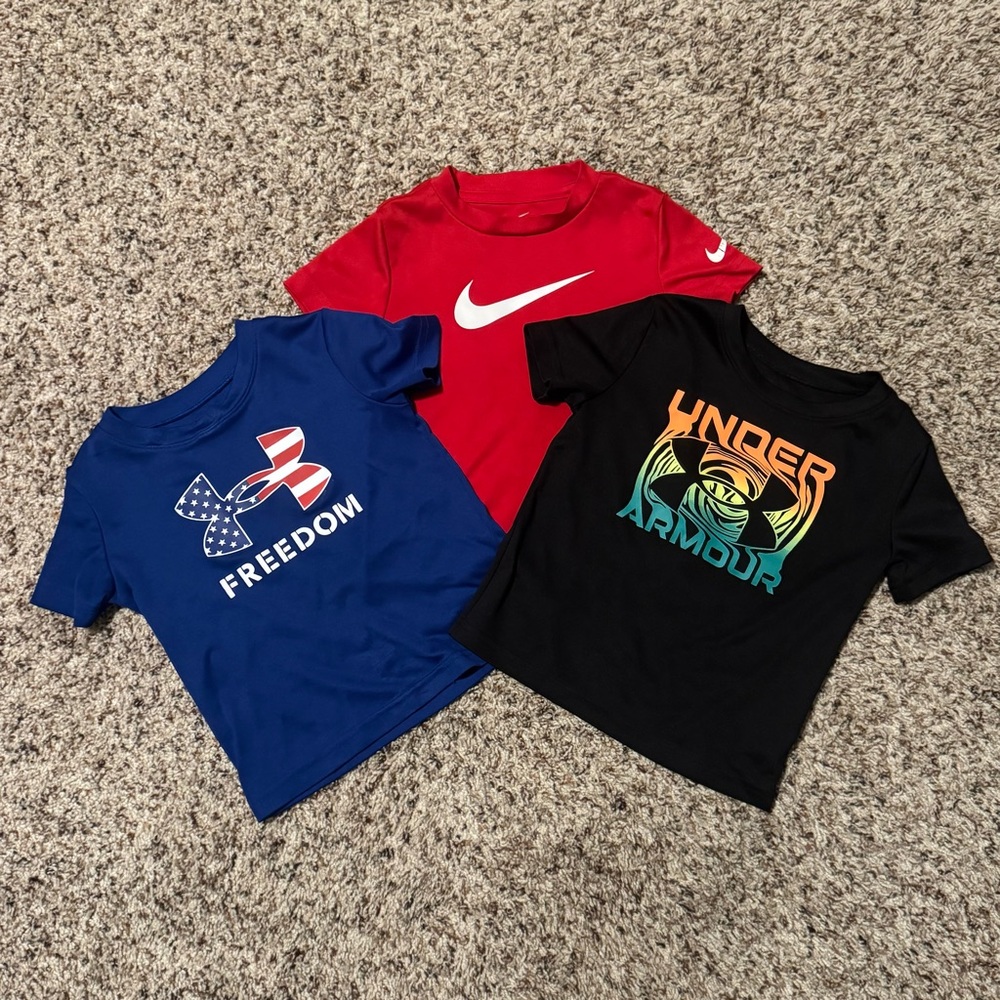 Under Armour & Nike Kids Graphic T-Shirts - Red, Blue, Black